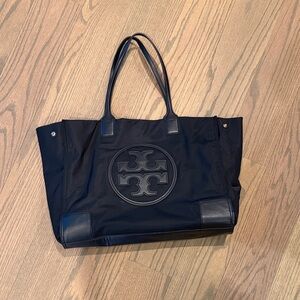 Tory Burch Black Leather-Trimmed Tote